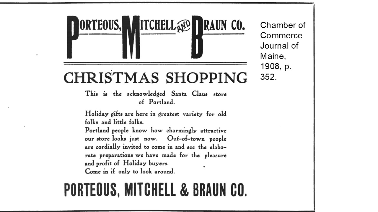 Porteous, Mitchell and Braun Co. Christmas Shopping