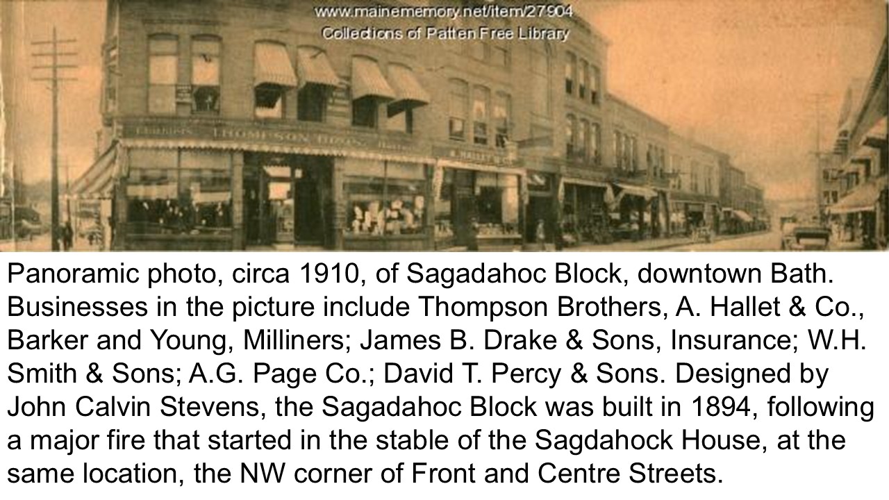 David T. Percy & Sons, Sagadahoc Block, Bath circa 1910